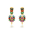 Bhavmayi Vibrant Marquise Navratna Stone and Teardrop Pearl Style Multi-Color Heritage Necklace Set with Earrings