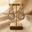 Bhavmayi Gold Plated Mint Green Quartz & Clear Crystal Kundan Medallion Chandelier Earrings