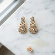 Bhavmayi Gold Plated Mint Green Quartz & Clear Crystal Kundan Medallion Chandelier Earrings