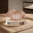 Bhavmayi Luxurious Rose Gold Oval Solitaire Cubic Zirconia Accent Statement Cuff Bracelet with Floral Lattice Pave