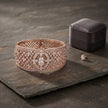 Bhavmayi Luxurious Rose Gold Oval Solitaire Cubic Zirconia Accent Statement Cuff Bracelet with Floral Lattice Pave