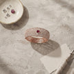 Bhavmayi Luxurious Rose Gold Oval Solitaire Cubic Zirconia Accent Statement Cuff Bracelet with Floral Lattice Pave