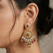 Bhavmayi Antique Gold and Polki Temple Jewellery Pendant Necklace and Earrings Set with Ruby & Emerald Accents