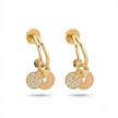 Bhavmayi Rose Gold Plated Curved Half-Hoop Earrings with Pave Crystal & Nude Enamel Dual Disc Charms