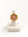 Bhavmayi Pink Floral Gold-Tone Statement Ring