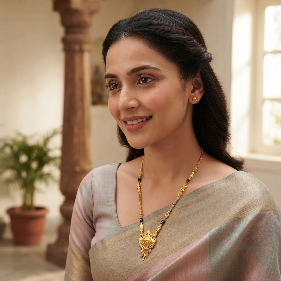 Bhavmayi Traditional Gold Tone  Mengalsutra Necklace