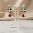 Bhavmayi Antique Gold Polki Kundan Necklace Set with Crimson Ruby Red Gemstone Drops and Matching Earrings