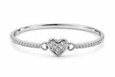 Silver-tone heart, Gold-tone statement ring, Gold-tone oval bangle bracelet detailed heart-shaped centrepiece and a repeating link-style band.