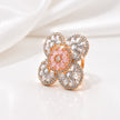 Bhavmayi Silver-Tone Pink Floral Crystal Ring