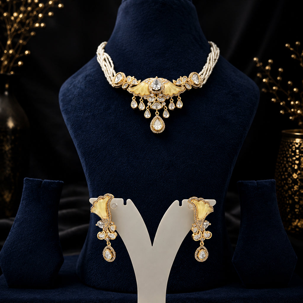 Bhavmayi Pearl & Crystal Gold-Tone Necklace Set