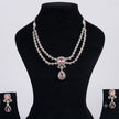 Bhavmayi Royal Diamonds and Blush Pink Cushion Stone Necklace Set with Pink Teardrop & Cushion Stone  Diamond Style Statement Earrings