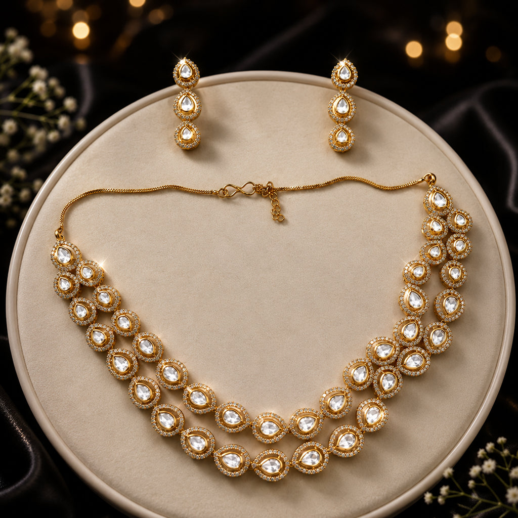 Bhavmayi Elegant Gold-Tone Kundan Necklace Set