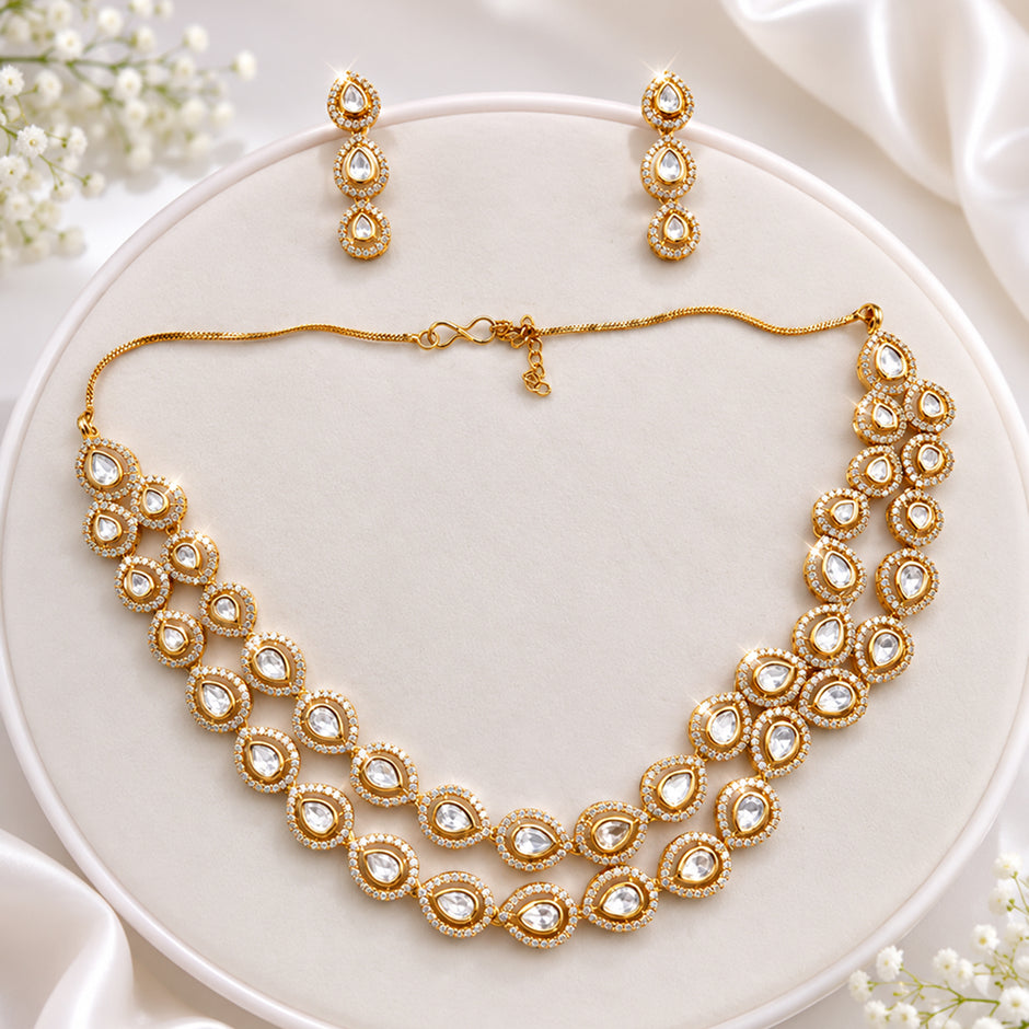 Bhavmayi Elegant Gold-Tone Kundan Necklace Set