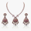 Bhavmayi Rose Gold Blushing Pink Pave & Uncut Kundan Polki Teardrop Pendant Style Necklace Set with Matching Statement Drop Earrings