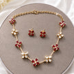 Bhavmayi Ruby Red Floral Necklace Set