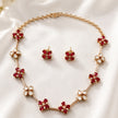 Bhavmayi Ruby Red Floral Necklace Set