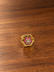 Bhavmayi Pink Floral Gold-Tone Statement Ring
