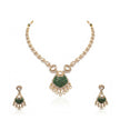 Bhavmayi Rose Gold Blushing Pink Pave & Uncut Kundan Polki Teardrop Pendant Style Necklace Set with Matching Statement Drop Earrings