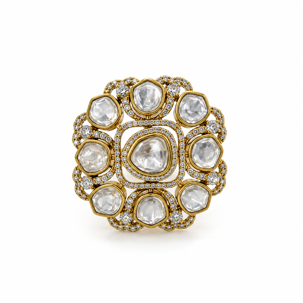 Bhavmayi Royal Crystal Halo Statement Ring