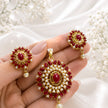 Bhavmayi Gold-Plated Ruby Pearl Necklace & Earrings Set