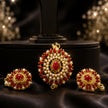 Bhavmayi Gold-Plated Ruby Pearl Necklace & Earrings Set