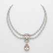 Bhavmayi Royal Diamonds and Blush Pink Cushion Stone Necklace Set with Pink Teardrop & Cushion Stone  Diamond Style Statement Earrings