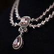 Bhavmayi Royal Diamonds and Blush Pink Cushion Stone Necklace Set with Pink Teardrop & Cushion Stone  Diamond Style Statement Earrings