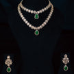 Bhavmayi 14K Regal Emerald Teardrop Polki-Style Statement Necklace Set