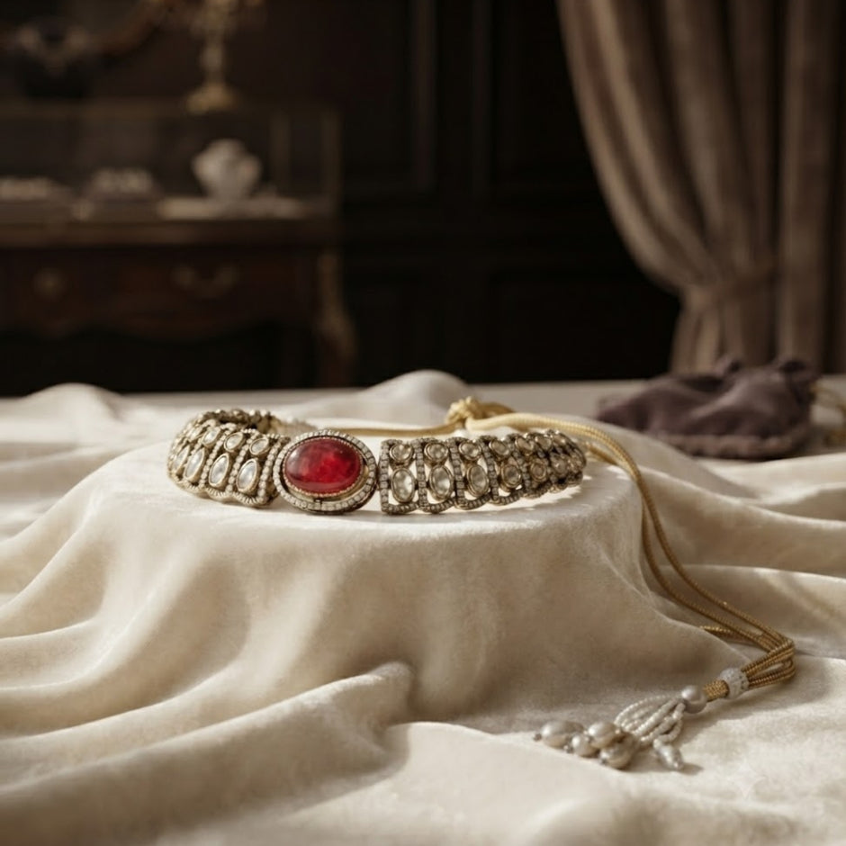 Bhavmayi Royal Ruby & Polki Style Heritage Necklace Set