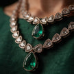 Bhavmayi 14K Regal Emerald Teardrop Polki-Style Statement Necklace Set