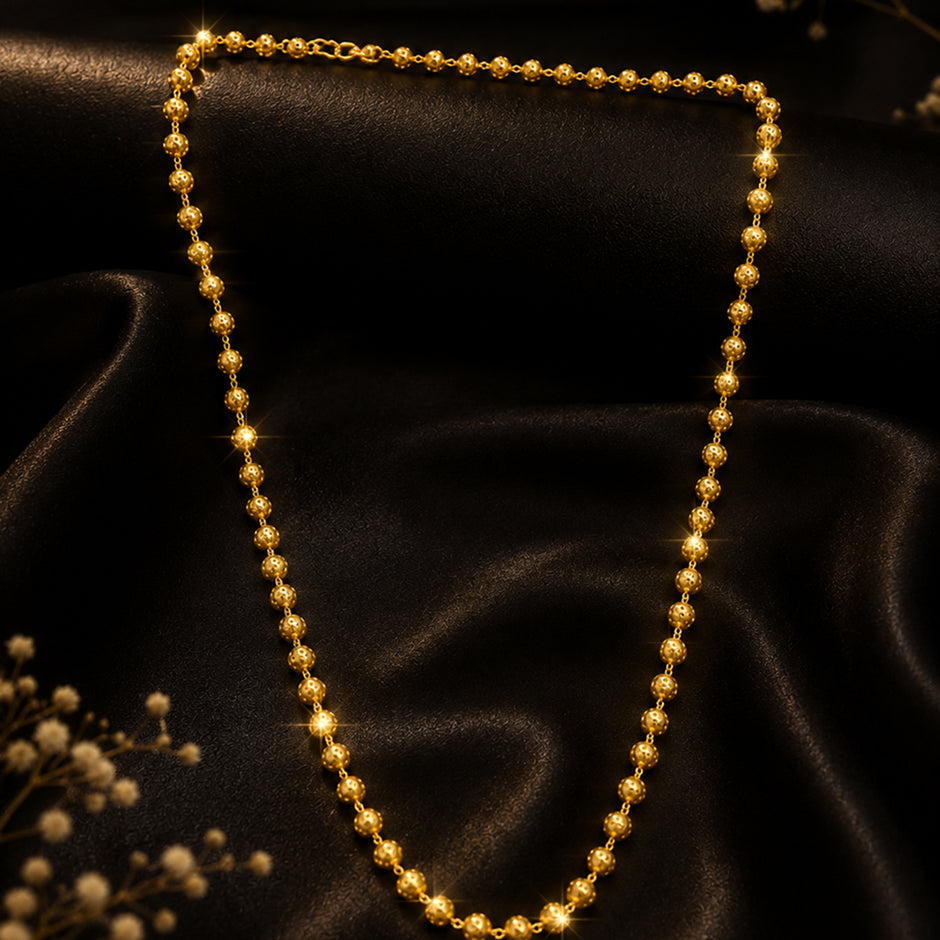 Bhavmayi Classic Gold Beaded Chain Necklace