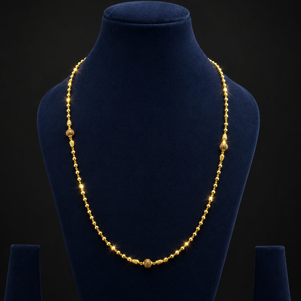 Bhavmayi Gold Beaded Multicolor Charm Necklace