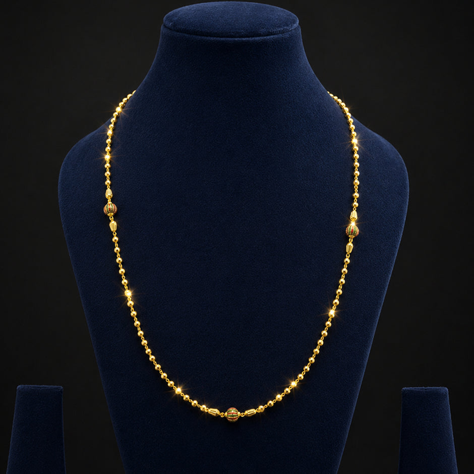 Bhavmayi Gold Beaded Multicolor Charm Necklace