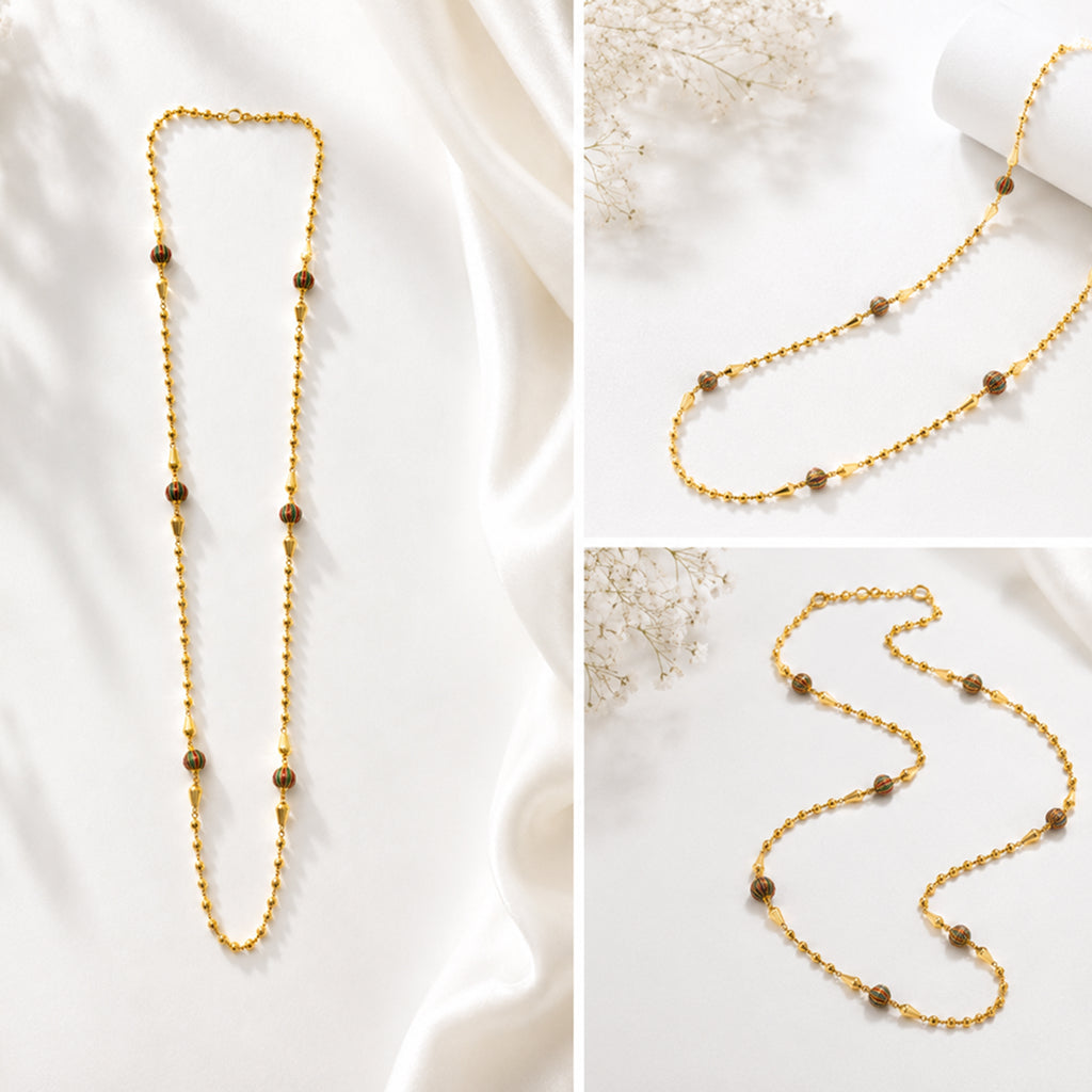 Bhavmayi Gold Beaded Multicolor Charm Necklace