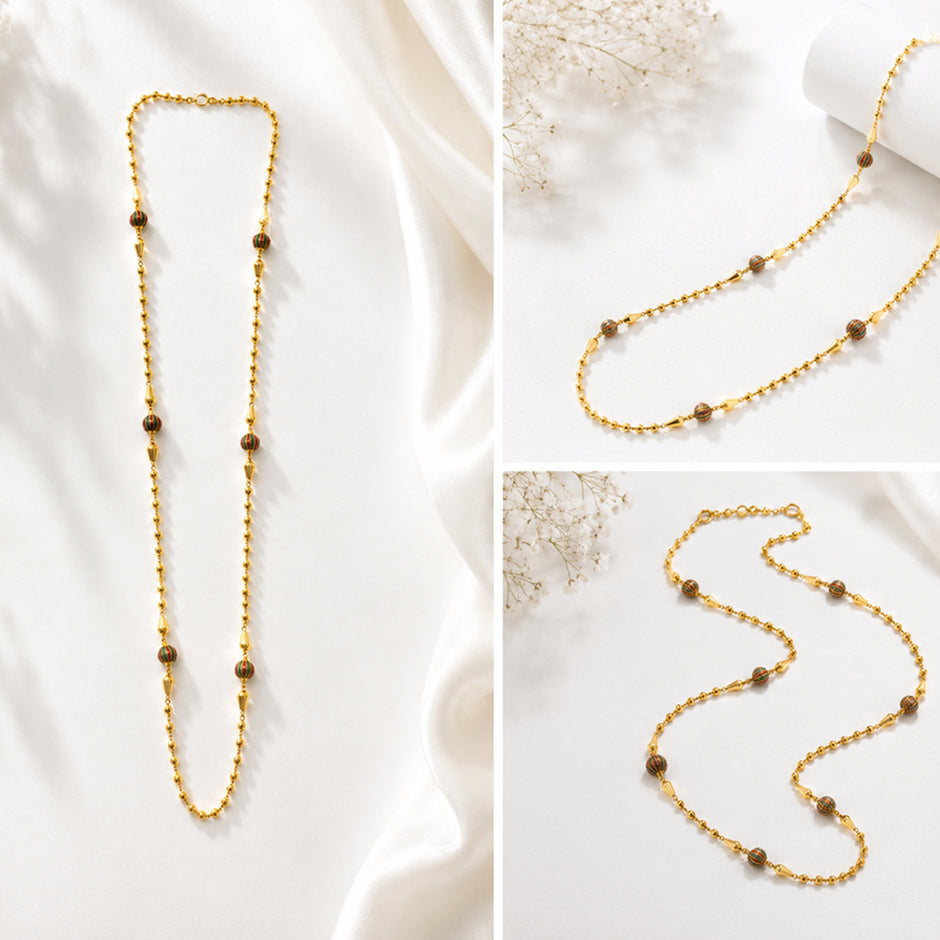 Bhavmayi Gold Beaded Multicolor Charm Necklace