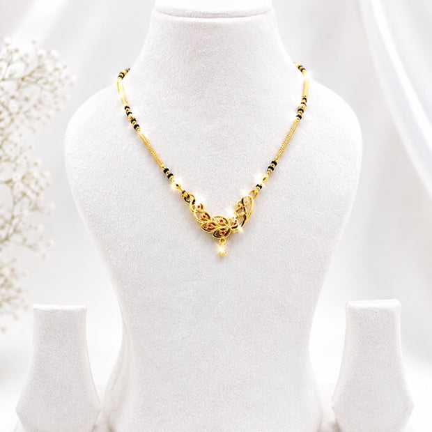 Bhavmayi Elegant Gold & Black Beaded  Mengalsutra Necklace