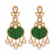 Bhavmayi Gold Plated Emerald Green Pave Shield Chandelier Earrings with Halo-Set Teardrop Dangles