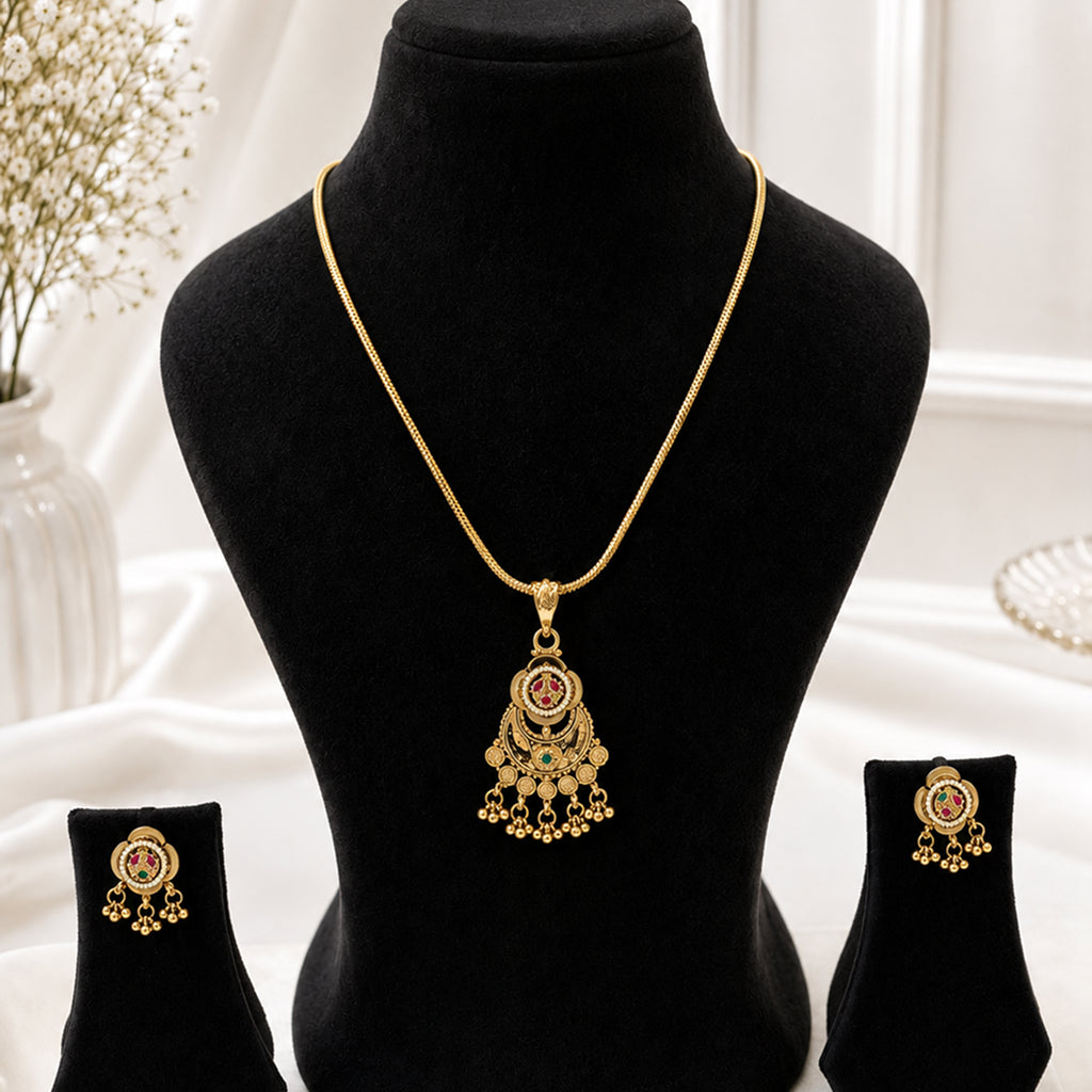 Bhavmayi Royal Antique Pendant Necklace Set