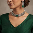 Bhavmayi Royal Emerald & Polki Style Heritage Necklace Set