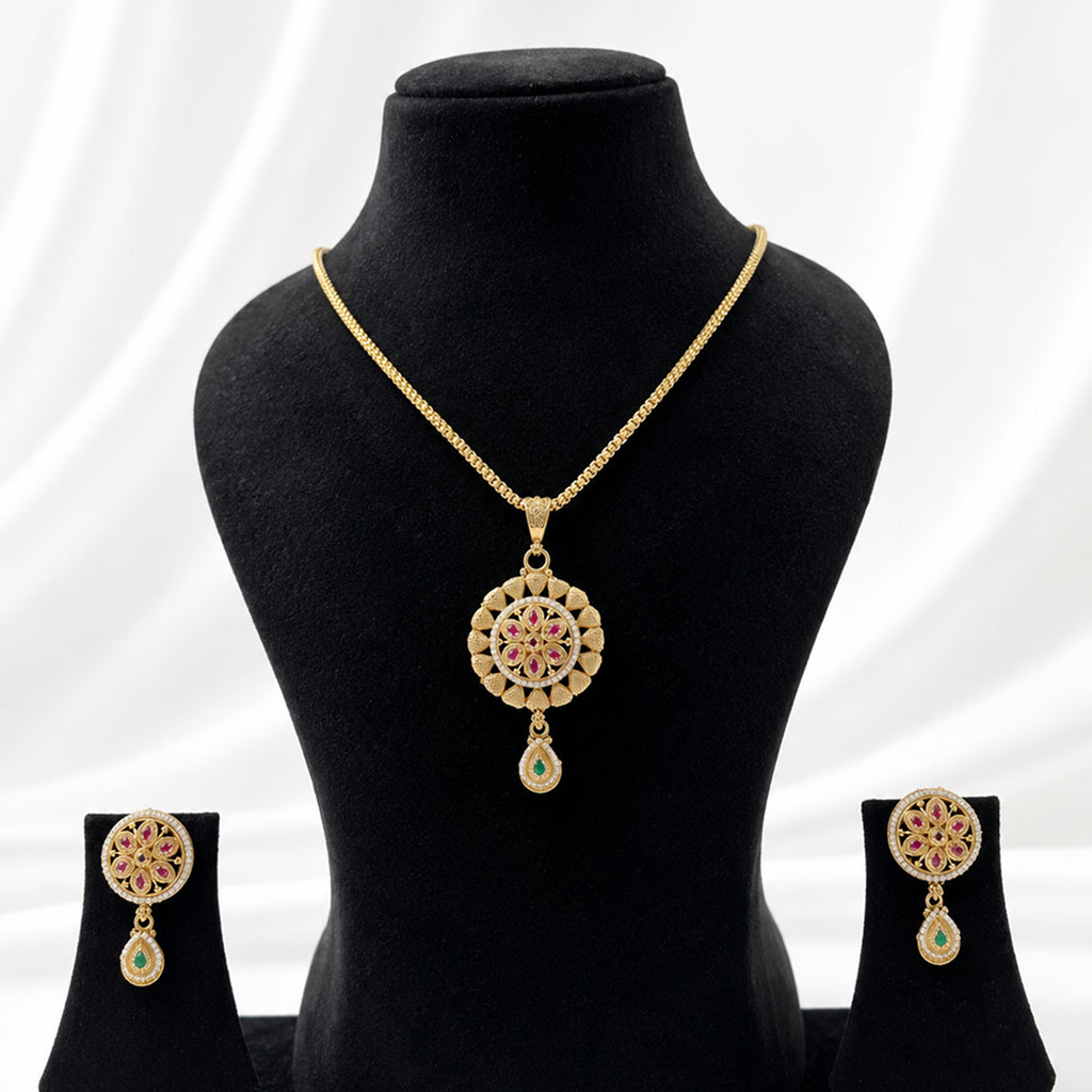 Bhavmayi Floral Heritage Pendant Set