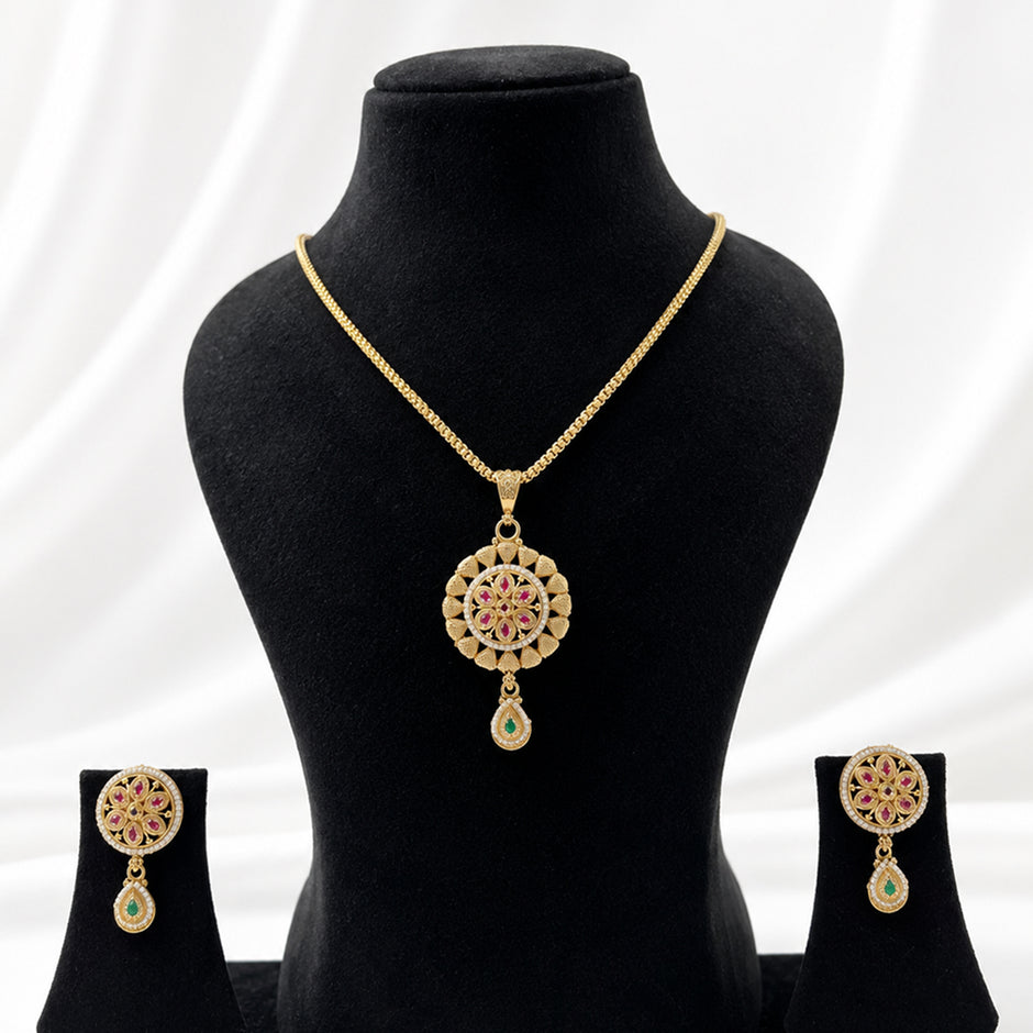 Bhavmayi Floral Heritage Pendant Set