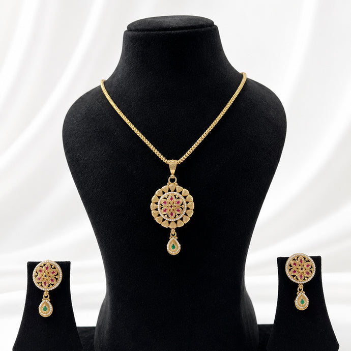 Bhavmayi Floral Heritage Pendant Set
