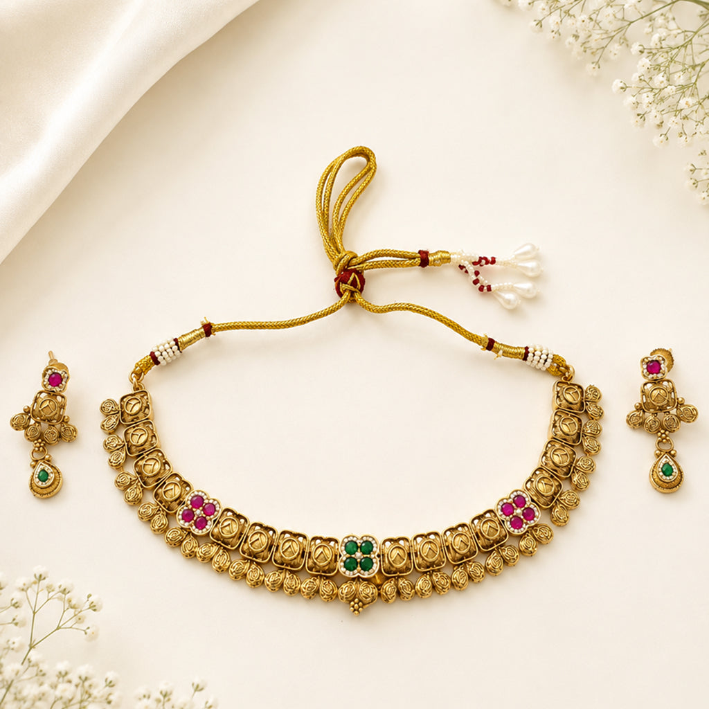 Bhavmayi Traditional Floral Choker Set