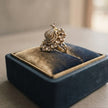 Bhavmayi Gold Plated Uncut Polki Kundan Feather Fan with 3D Pave Crystal Peacock Statement Ring