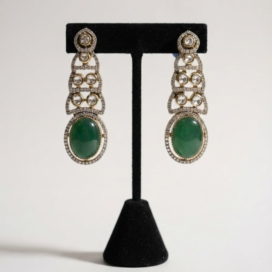 Bhavmayi Royal Emerald & Polki Style Heritage Necklace Set