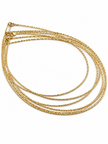 Delicate gold-tone chain necklace with closely linked textured detailing, displayed in multiple loops on a white background and worn around the neck on a black jewellery bust.