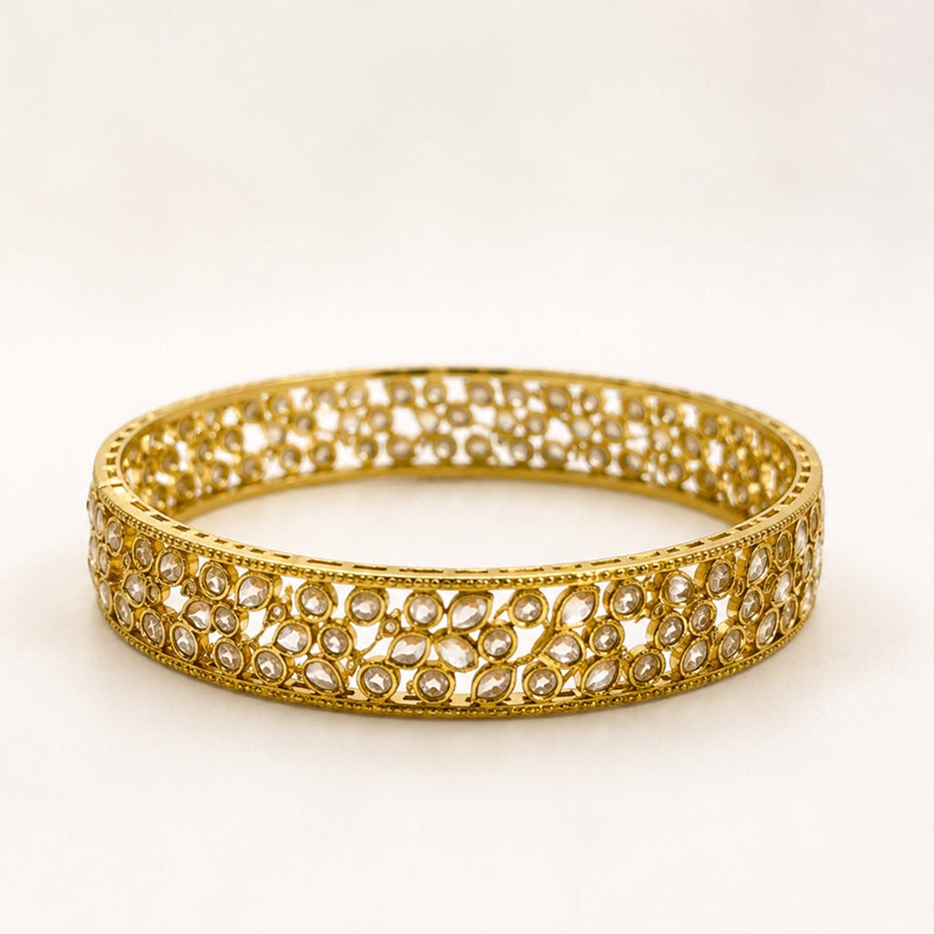 Gold-Plated Kundan Crystal Bangles Set