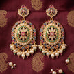 Bhavmayi Royal Multi-Color Navratna-Inspired Chandbali Drop Earrings with Pearl Fringe