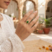 Green Emerald Gold-Plated Designer Ring