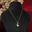 Bhavmayi Graceful Rose Gold Dragonfly & Lustrous Pearl Pendant Set with Earrings.